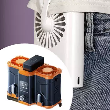 10000mAh Waist Fan Cooling Sturdy Silent Practical Rechargeable Personal for Riding Outside