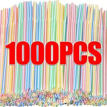 1000/100 шт разноцветные гибкие трубочки пластиковые молочные чай соки питьевые одноразовые трубочки свадебные вечеринки бар кухонные принадлежности