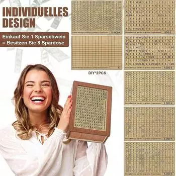 1000/2000/3000/5000/10000 евро Деревянная копилка с цифрами для проверки Копилка с целевой копилкой помогает привычке экономить