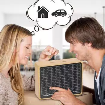 1000/2000/5000 Euro Retro Piggy Bank With Counter Wooden Money Boxes Portable Money Saving Box Counter Coin Bank For Kids Adults