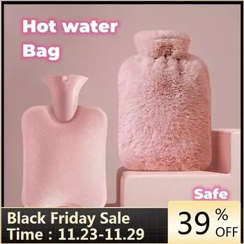 1000/2000 мл Большая грелка для воды Съемные грелки для воды Многоразовая грелка для рук с тканевым чехлом Взрывозащищенная зимняя грелка для девочек