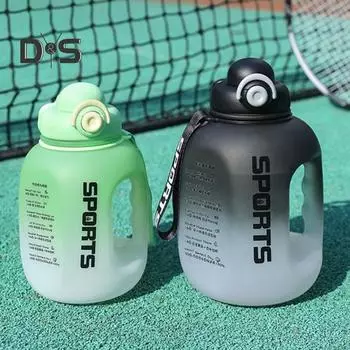 1000/2500 мл спортивная бутылка для воды герметичная большая емкость портативная легкая для езды на велосипеде на открытом воздухе путешествия спортзал фитнес питьевая кружка 1600ML чёрный