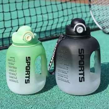 1000/2500 мл спортивная бутылка для воды герметичная большая емкость портативная легкая для езды на велосипеде на открытом воздухе путешествия спортзал фитнес питьевая кружка 1600ML чёрный