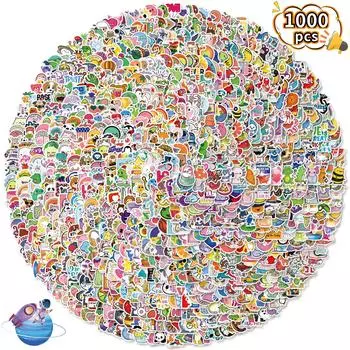 1000 милых мультяшных наклеек ручной работы для детей, водонепроницаемые декоративные наклейки, канцелярская коробка для документов, сумка для воды