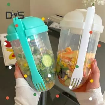 1000 мл чашка для салата с вилкой, большая емкость, портативная обезжиренная диетическая чашка для фруктов и овощей, закуска для улицы синий