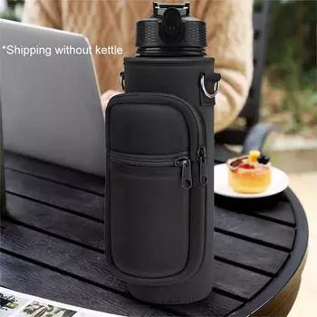 1000 мл чехол для бутылки с водой мобильный телефон неопреновый держатель для бутылки с водой сумка с регулируемым ремешком сумка для переноски бутылки с водой чёрный