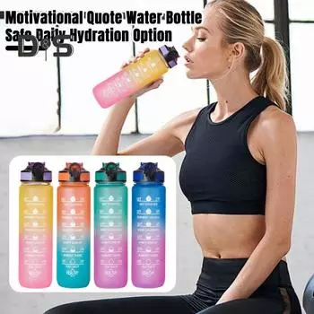 1000 мл градиентная радужная бутылка для воды с соломенными маркерами времени большой емкости матовая портативная для мужчин и женщин путешествия, кемпинг, тренажерный зал, тренировки, спортивная чашка для питья 1000ML