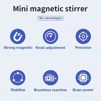 1000 мл Магнитная мешалка лабораторная мини-мешалка магнитная пластина 300-2000 об/мин Регулируемая скорость инструмент для смешивания жидкостей EU Plug белый