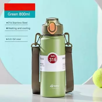 1000 мл с пружинной крышкой, большой емкости, вакуумная чашка из нержавеющей стали 316, портативная бутылка для воды для занятий спортом на открытом воздухе 800-1000ml