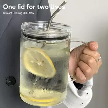 1000 мл стеклянная кружка с крышкой и трубочкой, большая емкость, чашка для воды, кофе, смузи, соков, напитков, кружка, подарки на день рождения, посуда для напитков 1000ml