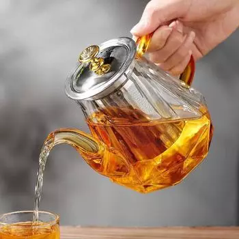 1000 мл стеклянный чайник с заварочным устройством, заварочный чайник с подогревом, устойчивый к нагреванию, для чая, кухонная прозрачная чайная посуда, домашний чайник для воды 1000ML