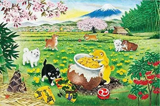 1000 деталей пазла Финансовая удача Играющая собака Фигурка (50x75cm)