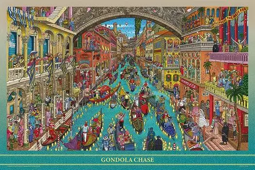 1000 Piece Jigsaw Puzzle Maze Detective Pierre Go Down the Waterway with a Gondola (50x75cm)