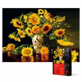 1000 piece jigsaw puzzle - peacock vase with sunflowers, popular Korean puzzle