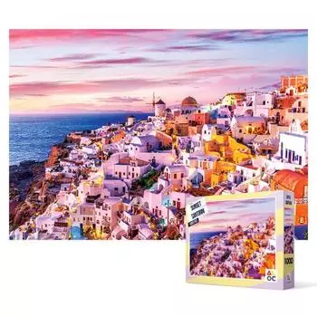 1000 piece jigsaw puzzle - Santorini’s purple sunset, popular Korean puzzle