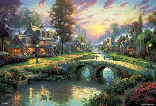 1000 Piece Jigsaw Puzzle Thomas Kinkade Happy Dusk (49x72cm)