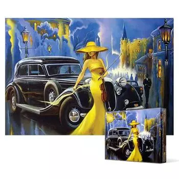 1000 piece jigsaw puzzle / Woman in a yellow dress, popular Korean puzzle