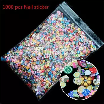 1000 шт 3D фрукты животные Fimo ломтик глины DIY дизайн ногтей советы наклейки украшения