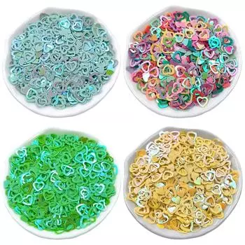 1000 шт. 6,5*7 мм модные 10 цветов иллюзорные полые сердечки с блестками трехмерные нашивки из ПВХ бусины ювелирные аксессуары about 6.5*7mm 1000Pcs жёлтый