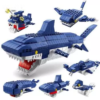 1000 шт. 6 в 1 океанские акулы морской мир строительные блоки подводные животные киты морской конек творческие кирпичи развивающая игрушка для детей