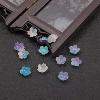 1000 шт. Акриловые подвески-шармы в виде цветков из имитации ракушки для изготовления ювелирных изделий, антикварные аксессуары разноцветный