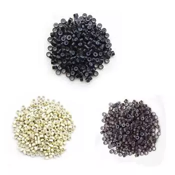 1000 шт., алюминиевые силиконовые трубки, микробусины для наращивания волос, кольцо для наращивания волос Toos чёрный