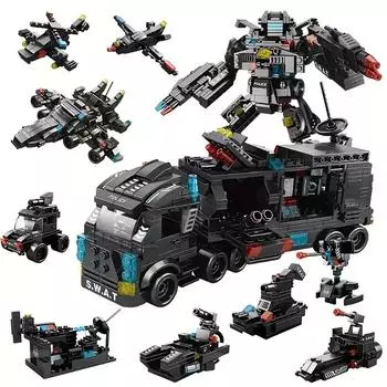 1000+ шт. городской полицейский участок, штаб-квартира, набор строительных блоков, грузовик, спецназ, фигурка, военные кирпичи, игрушки для детей