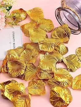 1000 шт. искусственные розы лепестки цветов для романтической ночи предложение на день Святого Валентина юбилей свадебное украшение шелковые лепестки роз золотой