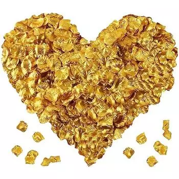 1000 шт. искусственных роз, лепестков, лепестков роз для романтического вечера, дня святого валентина, предложения, годовщины, свадьбы, украшения, шелковые лепестки роз золотой