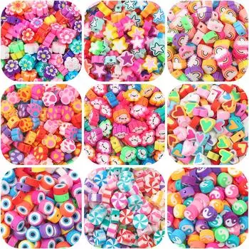 1000 шт. Мягкие глиняные бусины в виде цветов на Хэллоуин для самостоятельного изготовления ожерелья, браслета, серег, ювелирных изделий, аксессуаров для рукоделия 1000pcs 500g