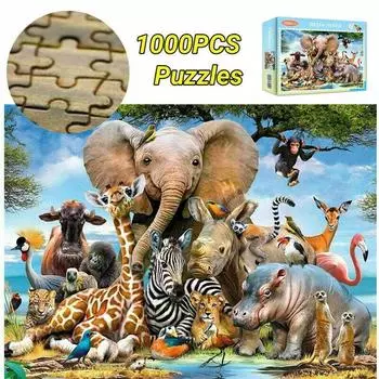 1000 шт. пазлы «Мир животных» для взрослых и детей, образовательные головоломки, подарок