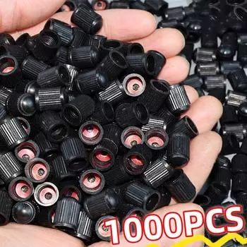 1000 шт., пластиковые черные колпачки для автомобильных шин, колпачки для велосипедных шин, резиновые кольца, куполообразные пылезащитные клапаны для декора автомобильных и мотоциклетных колпачков 50PCS