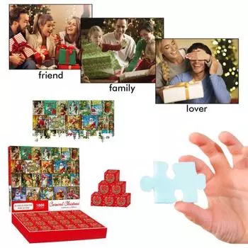 1000 шт. Рождественский Адвент-календарь-пазл, 24 дня, праздничный календарь-отсчет, пазл для