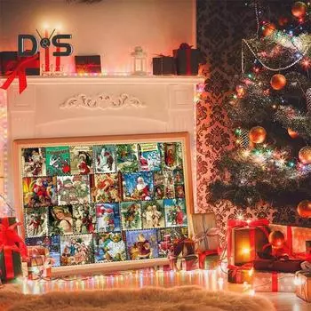 1000 шт. рождественский адвент-календарь-пазл, 24 дня, праздничная сцена, календарь-пазл для украшения дома на день рождения 1 Set
