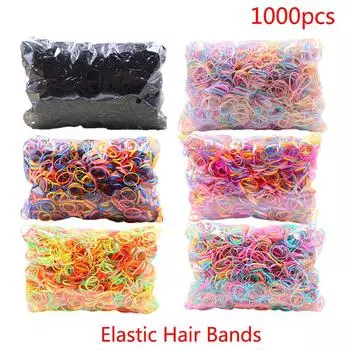 1000 шт./упак. резиновая лента для волос, силиконовый держатель для хвоста, эластичные кольца для волос из ТПУ, аксессуары для девочек