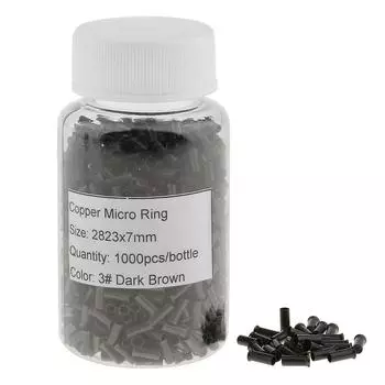 1000 штук медных микрокольцевых звеньев, обжимные бусины для трубок для наращивания волос коричневый