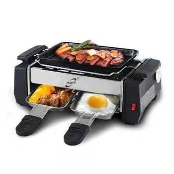 1000 Вт антипригарный семейный гриль-раклетница электрическая для 2-4 человек бездымный гриль-раклетница электрическая сковорода 220 В EU чёрный