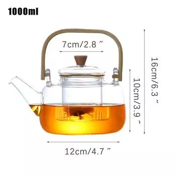 1000л термостойкий стеклянный чайник, прозрачный чайник в японском стиле, заварочный чайник для цветов, портативный чайник, бытовая посуда для напитков 1000ml Tea Pot
