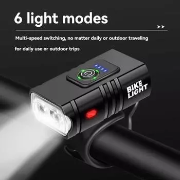 1000LM Велосипедная фара T6 Велосипедный светодиодный USB Аккумуляторный фонарь Велосипедная фара Дальний свет Ближний свет чёрный