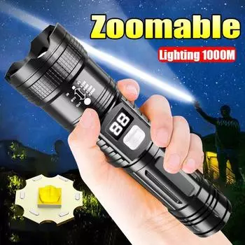 1000M супер яркий светодиодный фонарь высокой мощности уличный водонепроницаемый фонарь фонарь для кемпинга перезаряжаемая лампа портативный фонарик built-in battery