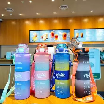 1000ml Leak-Proof Drinking Bottle, 1 Litre Sports Water Bottle, BPA-Free Tritan Motivational Water Bottle With Time Marking 1.0L чёрный