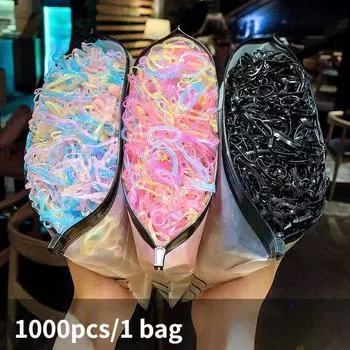 1000pcs/bag High Elasticity Girl Ties Her Hair with Rubber Bands DIY Rubber Bands Colorful Hair Band for Girls Rubber Band