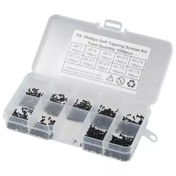 1000Pcs Black Self-Tapping Screws M1 M1.2 M1.4 M1.7 Phillips Pan Head Screws Glasses