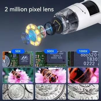 1000X 4.3 ЖК-цифровой микроскоп 1080P монетный микроскоп 8 светодиодных ламп USB-увеличитель пайка ремонт видеомикроскоп для монет черный белый