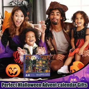 1008 шт./компл. Хэллоуин Адвент Пазл 31 день Хэллоуин Обратный отсчет Санта-Клаус Пазл Слепая коробка Дети Взрослые Семья Развивающая игрушка Фестиваль Подарок A