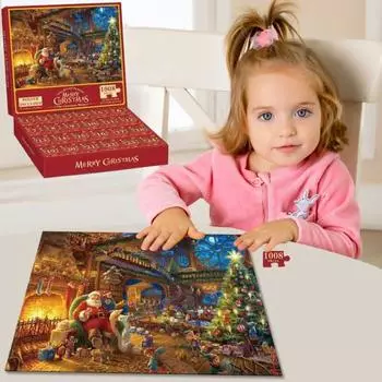 1008 шт./компл. рождественский обратный отсчет головоломка слепая коробка 24 дня рождественский адвент животное Санта-Клаус головоломка слепая коробка детская развивающая игрушка праздничный подарок E