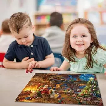 1008 шт./набор рождественских пазлов обратного отсчета в глухой коробке на 24 дня рождественского адвента с изображением животных Санта-Клауса E