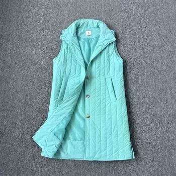 100.00kg Exported to UK Plus size Mid-Length Ultra-Light Vest Women Stand Collar Single-Breasted Spring and Autumn All-Matching Waistcoat Vest tu mid-length single-breasted ultra-light vest 20