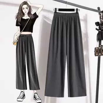 100.00кг Грушевидные Ледяной шелк Большого размера Женская одежда Grey 2 Size XL [Suggested 65.00 kg-72.50 kg]]