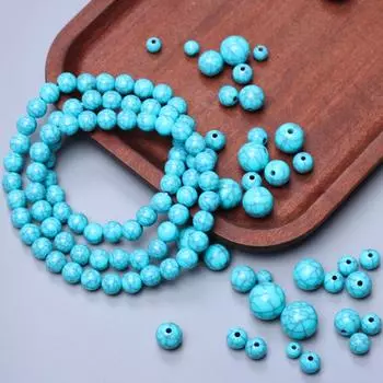 100-10 шт. 6-16 мм искусственный камень с имитацией бирюзы круглые свободные бусины для изготовления ювелирных изделий DIY ожерелье браслет ювелирные аксессуары 6mm